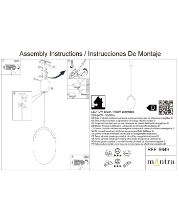 OASIS * COLGANTE LED 12W ORO - DIMABLE TRIAC